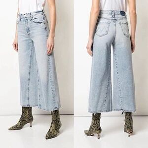 MOTHER SUPERIOR Jeans Enchanter Wide Leg Crop Win Some, Lose Some Blue Size 27
